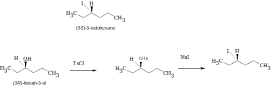 I, H нон H OTs TsCI (3R)-hexan-3-ol