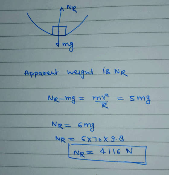 ding Apparent weight is NR NR-mg = m = sing NR= 6ng NR = 6X70 X 9.8 Wp = 4116 N