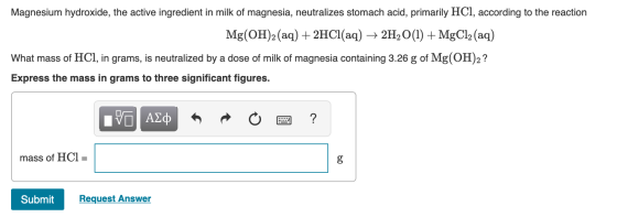 Magnesium hydroxide, the active ingredient in milk of magnesia, neutralizes stomach acid, primarily HCl, according to the rea