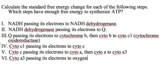 Calculate the standard free energy change for each of the following steps. Which steps have enough free energy to synthesize