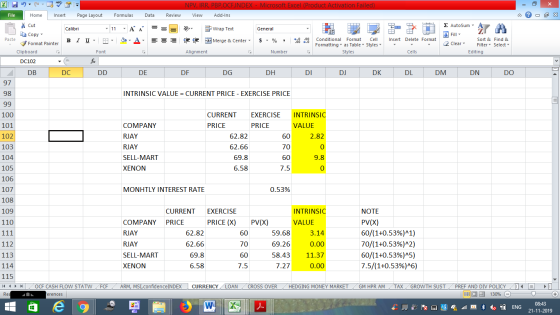 NPV, IRR, PBP,OCF, INDEX - Microsoft Excel (Product Activation Failed) Page Layout Formulas File Home Insert Data Review View