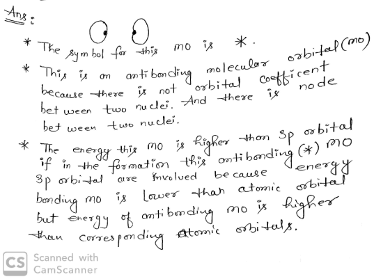 Ansi * The symbol mo is *. e symbol for this orbital (mo) This is on anti bonding ling molecular mol Coefficent is node * The