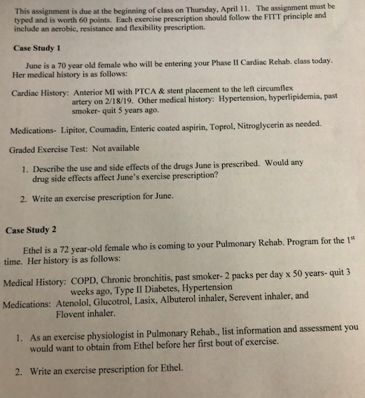 This assignment is due at the beginning of class on Thursday, April 11. The assignment must be typed and is worth 60 points.
