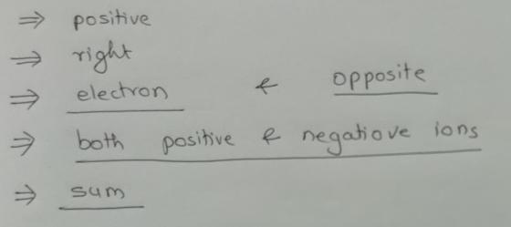 → Positive electror ← opposite ヲboth posihve e negotove ions Sum