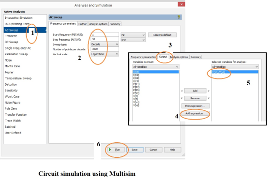 Analyses and Simulation Active Analysis: AC Sweep Interactive Simulation DC Operating Point Frequency parameters Output Analy