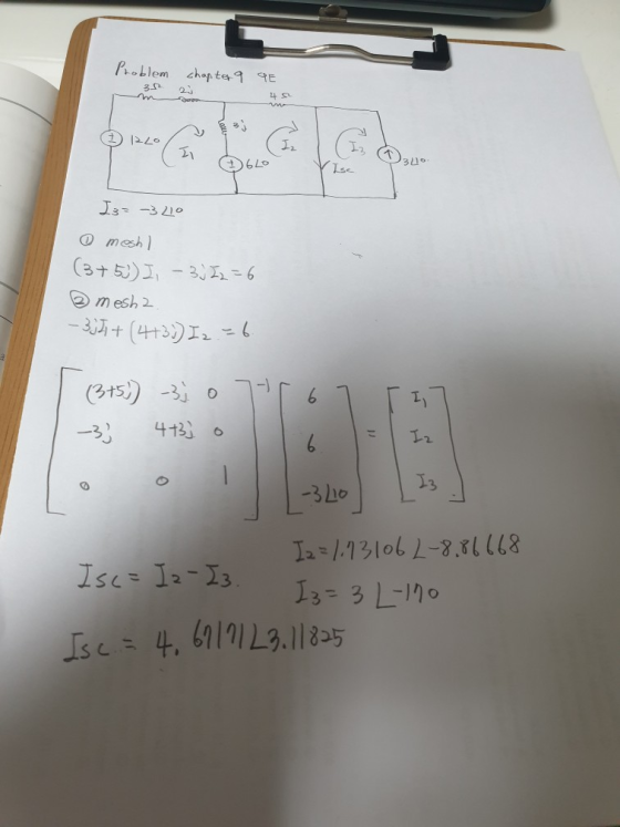 Problem chapter 9 QE 33 23 45 m 12L0 (I D620 13= -3210 mesh1 (3+5) I, -3; 22=6 mesha - 3; [ 1 + (4+3)) I 2 =6. (3+5)) -3; o 7