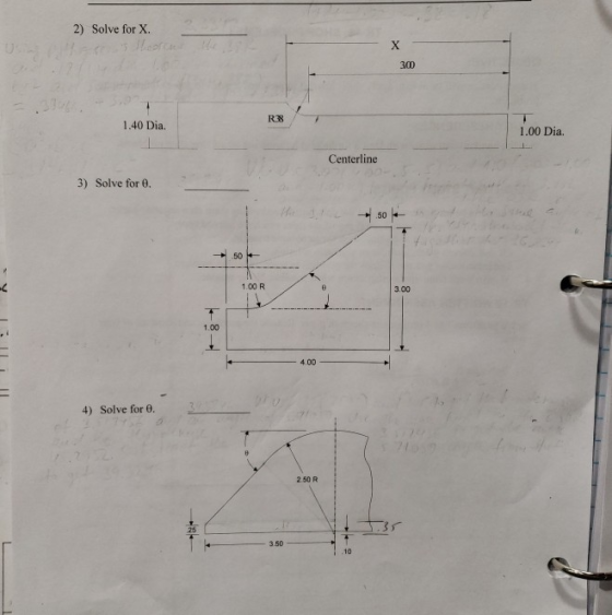 2) Solve for X 300 1.40 Dia. 1.00 Dia. Centerline 3) Solve for e 50 Y 3.00 | -4.00 || 4) Solve for . N . 10
