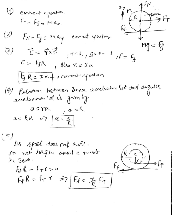 f FN (1 correct equation For Ff = Max (² FN-Fg, may correct equation T = (3) E= 8xÊ ,rar, sino = 1 if=ff T= FfR , Also t= la