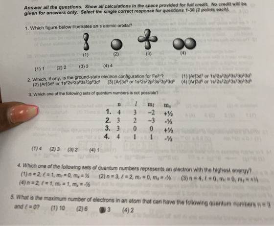 Answer all the questions. Show all calculations in the space provided for full credit No credit will be given for answers onl
