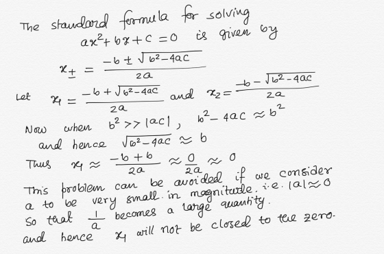 The staudord formu la tor solving ax²t b8+C =O is given by ,2 -6t J 62_4QC Jo2-4ac -6+ J62-4ac Let and Xz= X4 = o- 4ac xb b²