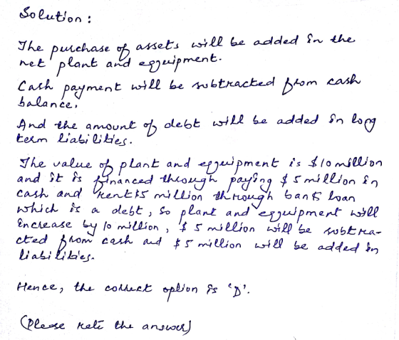 So luton: uichase of assets iill G added în he net plant ald f bala n ce
