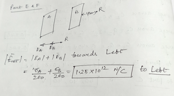 Paut E8F k you o R norsk (fnet) = IEAlt ) EB) towards Left = A + B = 1125x1012 N/C / to Lebt- 2to. to