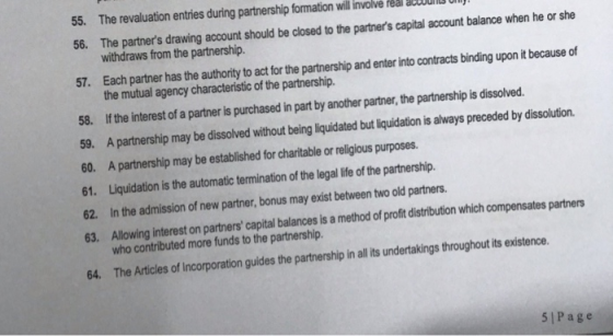 55. The revaluation entries during partnership formation will involve real acwins UINJ! 56. The partners drawing account sho