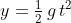 y=\tfrac{1}{2}\,g\,t^{2}