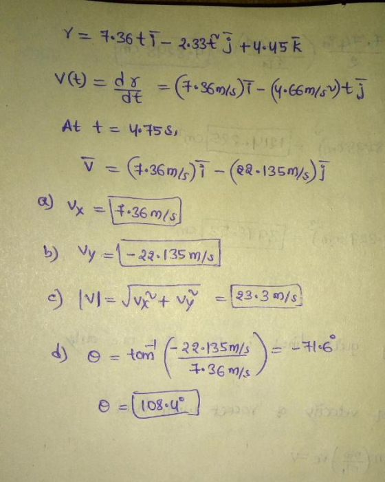 At t = 475s b) Vy35 m)/s