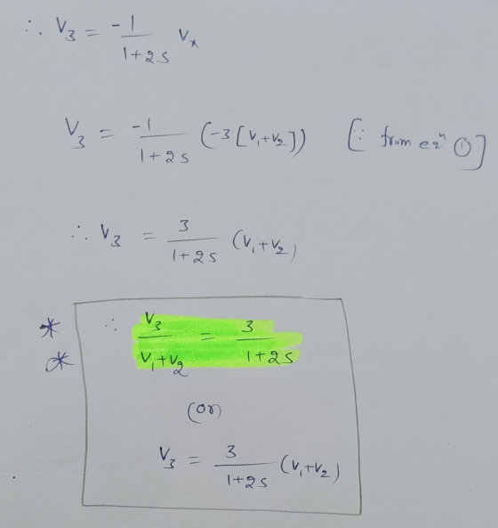 :. 43=-1 V 1+25 V = (3[vk.)) [tmez 0 ] 1+as :V2 = (V, tve) tas ItzS con V = S T+2S (V, Val