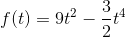 f(t) =9t^2 - \frac{3}{2}t^4