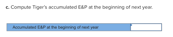 C. Compute Tigers accumulated E&P at the beginning of next year. Accumulated E&P at the beginning of next year