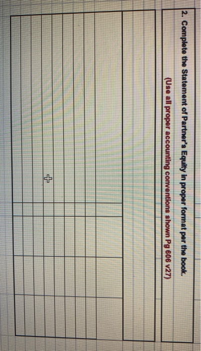 2. Complete the Statement of Partners Equity in proper format per the book. (Use all proper accounting conventions shown Pg