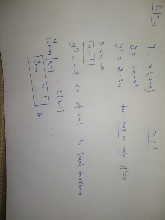 y = x (2-1) 21 ] y= 20-12 y = 2-21 for max or min glo 2-24 0 In=1 yll = – 2 to at naj so local maxima Imax (n=1 = 1(2-1) Ima