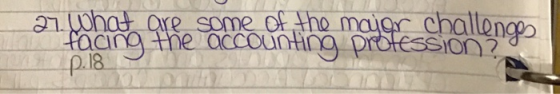 27. What are some of the major challenges facing the accounting profession? p. 18