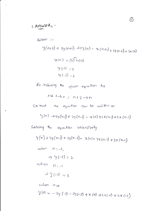 Griven 9 (-1)3 Re-inlesing enon by Solving eyecunsively h n-, when n-I
