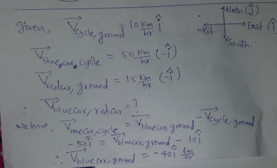 given, Veycle, Ground 10 km . p North (5) wat East . South. ho Mangsar, cycle = 50 m (-1) Vredcar, ground = 15 tum (9) : Mol