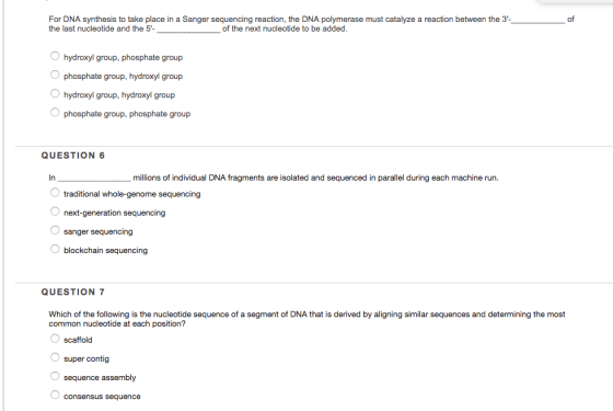 For DNA synthesis to take place in a Sanger sequencing reaction, the DNA polymerase must catalyze a reaction between the 3-