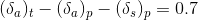 (\delta_{a})_{t} - (\delta_a)_p - (\delta_s)_p = 0.7