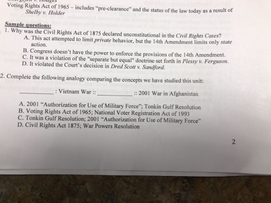 DUSULI. Muges Voting Rights Act of 1965-includes pre-clearance and the status of the law today as a result of Shelby v. Hol