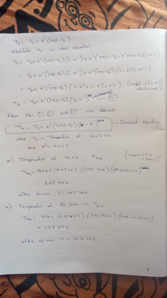 3= It k (295-72) substitute Tz in abue equation +z= Totki (295-To) (2-k) + (295-To-k (295-To) (261)) - Tot k (295-To) (