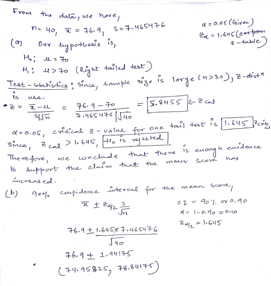 ron a dalh, we hav e d o.os (Given Test- strhsehcs ° Since, bn e eheel TLhe e re ferre, we n ea 2- a= l-o.90ーU.lo 6.9 + 1.941 ร์