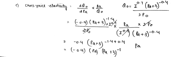 O. chers phice elastiuty do I(a) Pa dPa 2 Po Eo.) (Pat 3) Pa (a+3)-0.4 Par3)1.4 Pa. (04) (Pa) a 13)