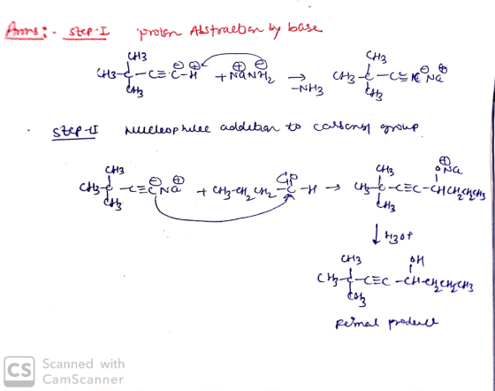 Ams: step. I proten Abstracten by base C-H + NANI? -CIC NC 22 NH step I Meeleophile addition to cassing group Hz CH3 ore cize