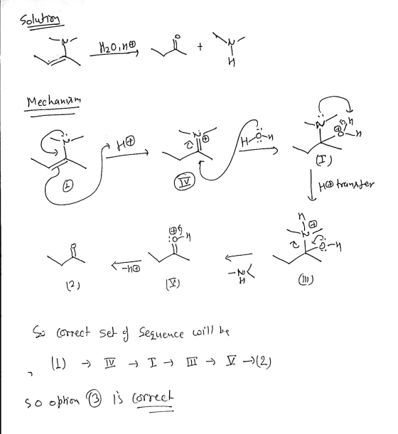 solution te houden veya Mechanism 02 HO L24 Il He transfer 7 ooh - Kch So correct set og Sequence will be 11 → TV + I + IT -