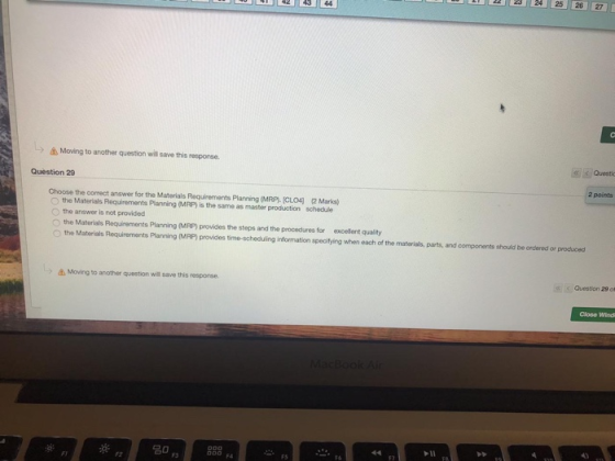 3 44 -> Moving to another question will save this response Quests Question 20 2 points Choose the correct answer for the Mate