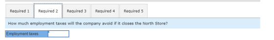 Required 1 Required 2 Required 3 Required 4 Required 5 How much employment taxes will the company avoid if it closes the Nort