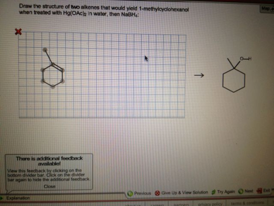 Draw the structure of two alkenes that would yield