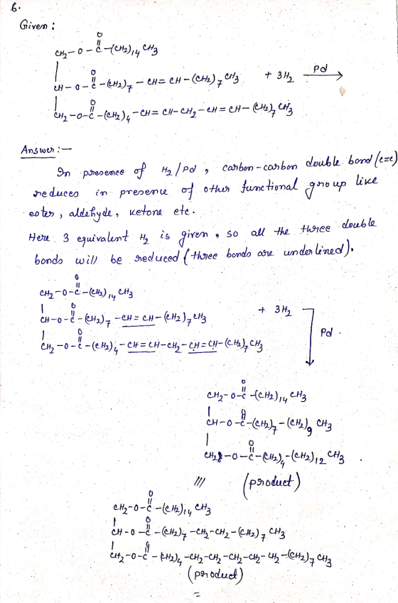 Given i -o- & (CH2), 4 CH3 -CH=CH-(CH), entz + 31, l, -- - ) ), -CH=CH-CH2- = - 691, Answer: - . in presence of H₂/Pd, carbon