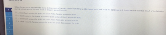 W ones Journal entries a det or a ret the month of Jan check n eral Wilson noted that a debit me for an Scheck for $10 from t