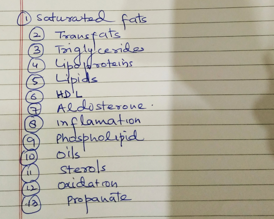 Saturated fats Trausfats Tiglylcerides 2 Lpids 6 Aldasterone nflamation Phespholipid oils Sterols Oxidaton