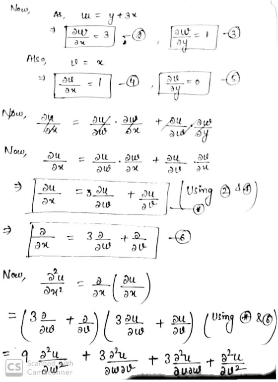Now, AS w = y + 3* JW 3 gy Also, x ou OX 1 ay Now, ду. ду no ox + ou aur By Now, = DW du au + Ju an su 5304 + su 1 leming 9)