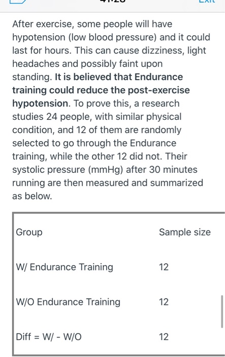 After exercise, some people will have hypotension (low blood pressure) and it could last for hours. This can cause dizziness,