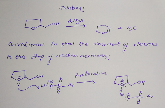 solution: Colon der Cl + H₂O curved arroul to show the movement of electrous in this ste of reaction mechanism serotonation
