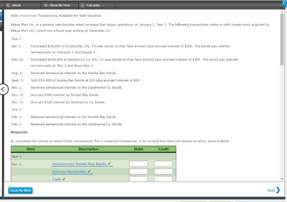 eBook Show Me How * Calculator Debt Investment Transactions, Available-for-Sale Valuation Rekya Mart Inc. is a general mercha