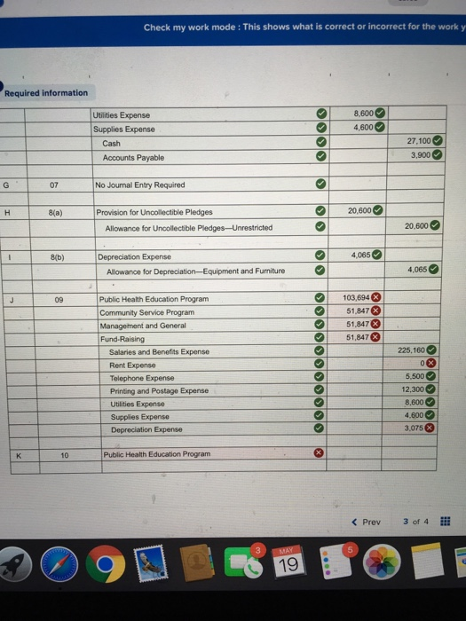 Check my work mode : This shows what is correct or incorrect for the work y Required information 8.600 Utilities Expense 4,60