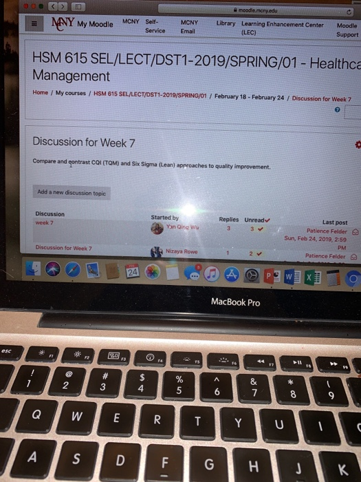 a moodle.mcny.edu 1을||| MN Y My Moodle MCNY Self- MCNY Library Learning Enhancement Center Moodle Support ServiceEmail HSM 61