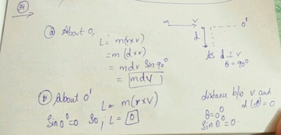 As der 8=900 m @ About o L= mxv) cm (dxv) = mdr Sin quo = mdy about o m(rv) Sino to so , L=0 distance blo vand