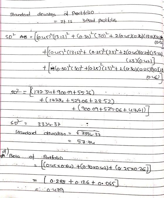 Standard devatty a Prortfolio = It is 3 Asset protfolio (6:5217 SD? AB - AB = [048173.121° +60-30-(50)++ 2.0-05/03)(13.12/bya