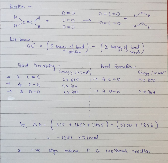 Reaction s. 0=10 W 40=0 O=10 o to Ho We know DE = ({ energy of bond ) - ( { energy of bond broken / Bond Breaking- Bond forma